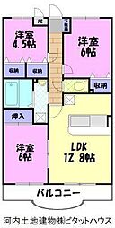 サンツ・ヤマモトA 3LDKの間取図画像