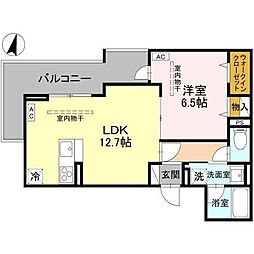 TORISIAS ゆいの杜6丁目 D棟 1LDKの間取図画像