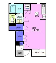 カーサ・アルスール 1階ワンルームの間取り