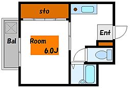 都営新宿線 一之江駅 徒歩4分の賃貸マンション 2階1Kの間取り