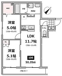 都営新宿線 船堀駅 徒歩10分の賃貸マンション 1階2LDKの間取り