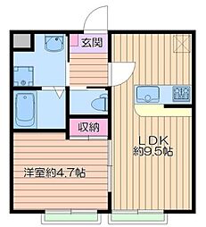 都営新宿線 一之江駅 徒歩28分の賃貸アパート 1階1LDKの間取り