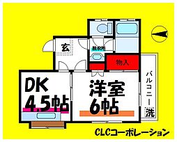 都営新宿線 篠崎駅 徒歩34分の賃貸アパート 2階1DKの間取り