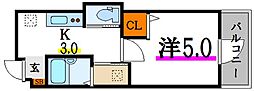 ムーンライズ 1Kの間取図画像
