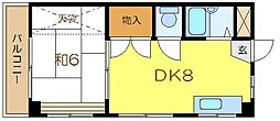 二之江サニーコーポ 1DKの間取図画像
