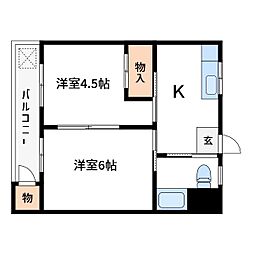 篠崎マンション 2Kの間取図画像