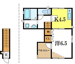 都営新宿線 瑞江駅 徒歩9分の賃貸アパート 2階1DKの間取り