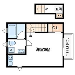 都営新宿線 篠崎駅 徒歩13分の賃貸アパート 2階ワンルームの間取り