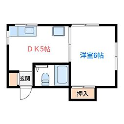 東京メトロ東西線 西葛西駅 徒歩14分の賃貸アパート 2階1DKの間取り