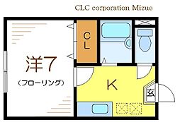 第2酒井マンション 1階1Kの間取り