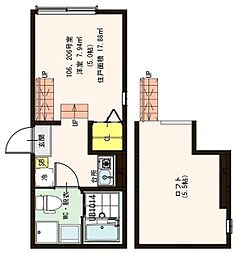 ハーモニーテラス松江 1階1Kの間取り