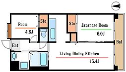 都営新宿線 船堀駅 徒歩15分の賃貸マンション 7階2LDKの間取り