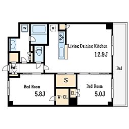 グランカーサ瑞江 5階2SLDKの間取り