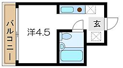 フラット75 6階ワンルームの間取り