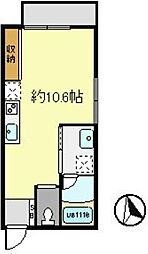 東京メトロ東西線 葛西駅 徒歩22分の賃貸アパート 2階ワンルームの間取り