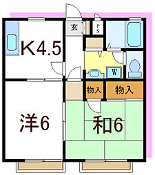 クレスト松江 2DKの間取図画像