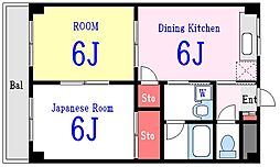 スイートハイツ 2DKの間取図画像