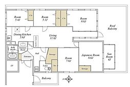小出マンション 5LDKの間取図画像