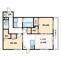ル　リアン 2階2LDKの間取り