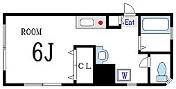 ポワール一之江 1階ワンルームの間取り