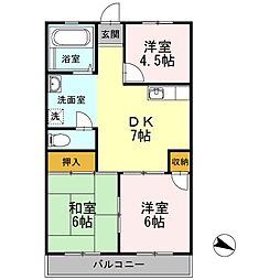 メゾン細田 3階3DKの間取り