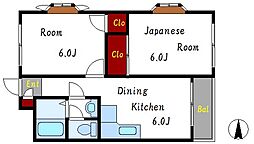 ディアハイムbyKSG 2DKの間取図画像