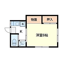 第一藤ハイツ 1Kの間取図画像