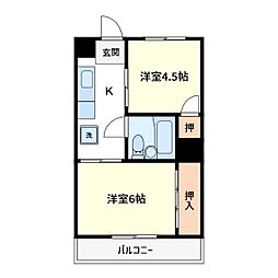 田中マンション 2Kの間取図画像