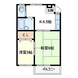 ハイツマコトA 2DKの間取図画像