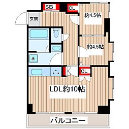 ライオンズマンション西新小岩 2LDKの間取図画像