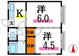 ハイツ桂 2Kの間取図画像