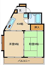 日神パレスステージ市川 2Kの間取図画像