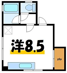 メゾンタニモト ワンルームの間取図画像