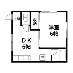 フジハイツ 1階1DKの間取り