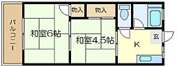 アパルトイトー 2階2Kの間取り