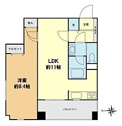 スカイグランデ京成小岩 9階1LDKの間取り
