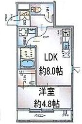 リーヴェル新小岩プレミオ 3階1LDKの間取り