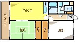 都営新宿線 篠崎駅 徒歩12分の賃貸マンション 4階2DKの間取り