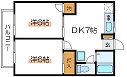 サンライズパレス.2 2DKの間取図画像