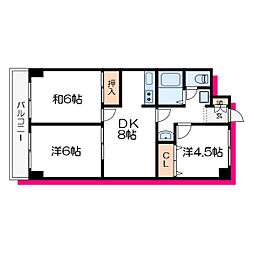 レジデンス富美浜 3DKの間取図画像