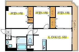 グロリア参番館 3LDKの間取図画像