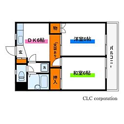 オレンジハイム 2DKの間取図画像