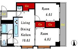シャンテマキ 2階2LDKの間取り