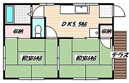東京メトロ東西線 行徳駅 徒歩13分の賃貸アパート 1階2DKの間取り