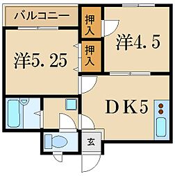 都営新宿線 一之江駅 徒歩7分の賃貸マンション 3階2DKの間取り