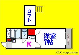 東京メトロ東西線 葛西駅 徒歩10分の賃貸マンション 2階1Kの間取り