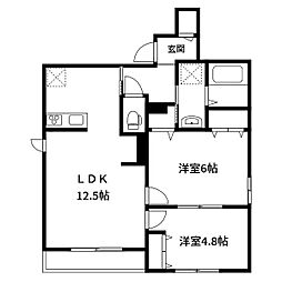 S．forest 2階2LDKの間取り