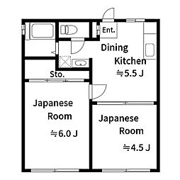 東京メトロ東西線 南砂町駅 徒歩15分の賃貸アパート 1階2DKの間取り