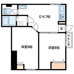 高橋ビル 2DKの間取図画像