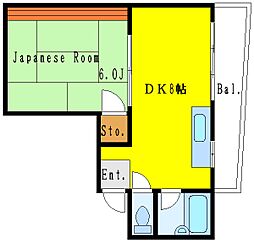 コスモピア 1LDKの間取図画像